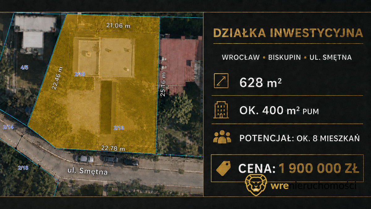 Działka pod zabudowę wielorodzinną pum ok. 400m2
