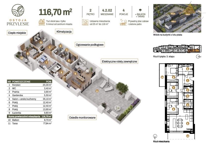 Apartament 116 m2 z tarasem na dachu 78 m2
