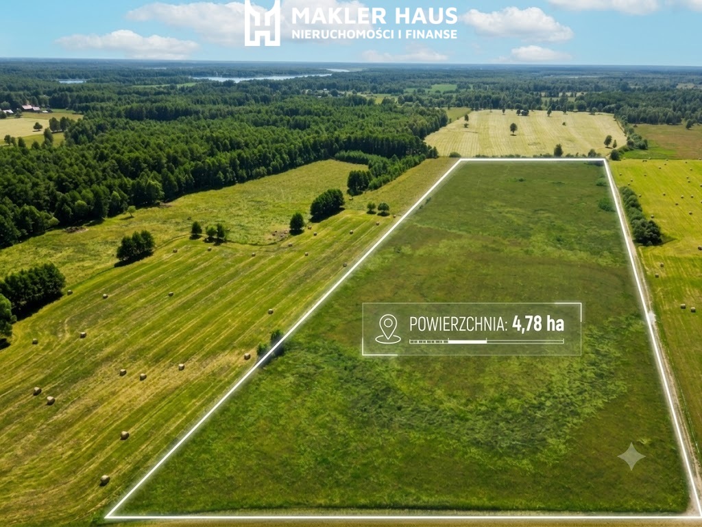 Działka rolna 4,78 ha rostki gm. pisz