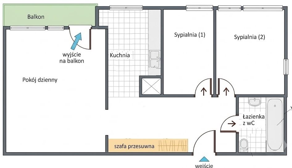 Os h, 3 pokojowe przerobione z dwóch 55,7 m2 6p