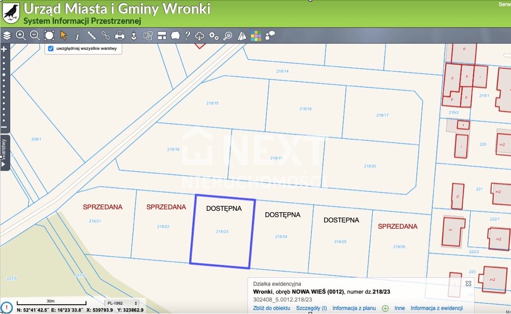 Działka budowlana mpzp 800m2 nowa wieś