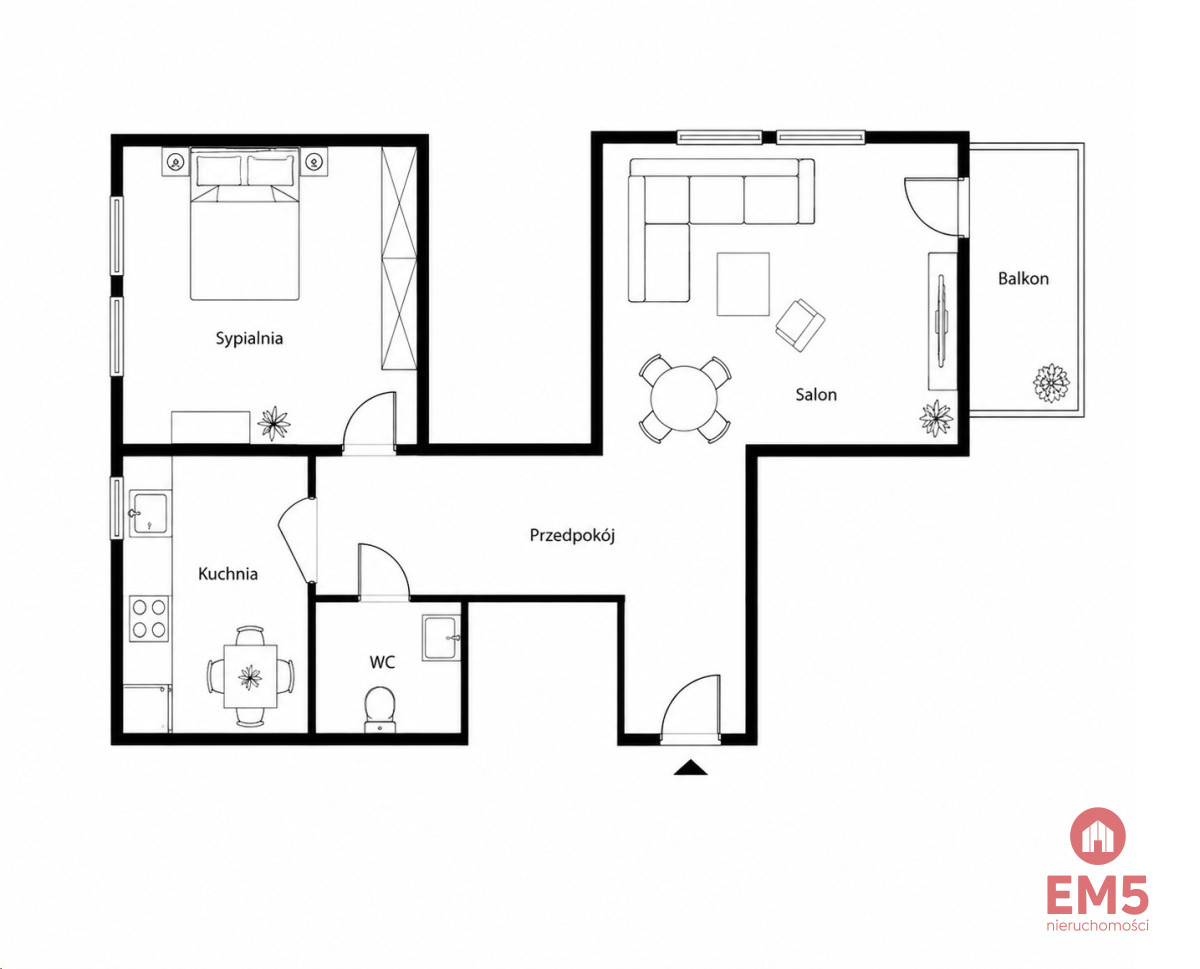 2 pokoje | 41,5 m² | 2 klimatyzacje | balkon — zdjęcie 1 — rzut lokalu