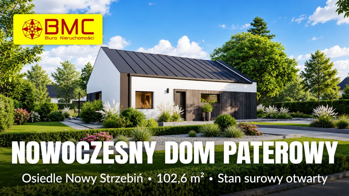 Nowy dom sso 102 m² w strzebiniu media na działce