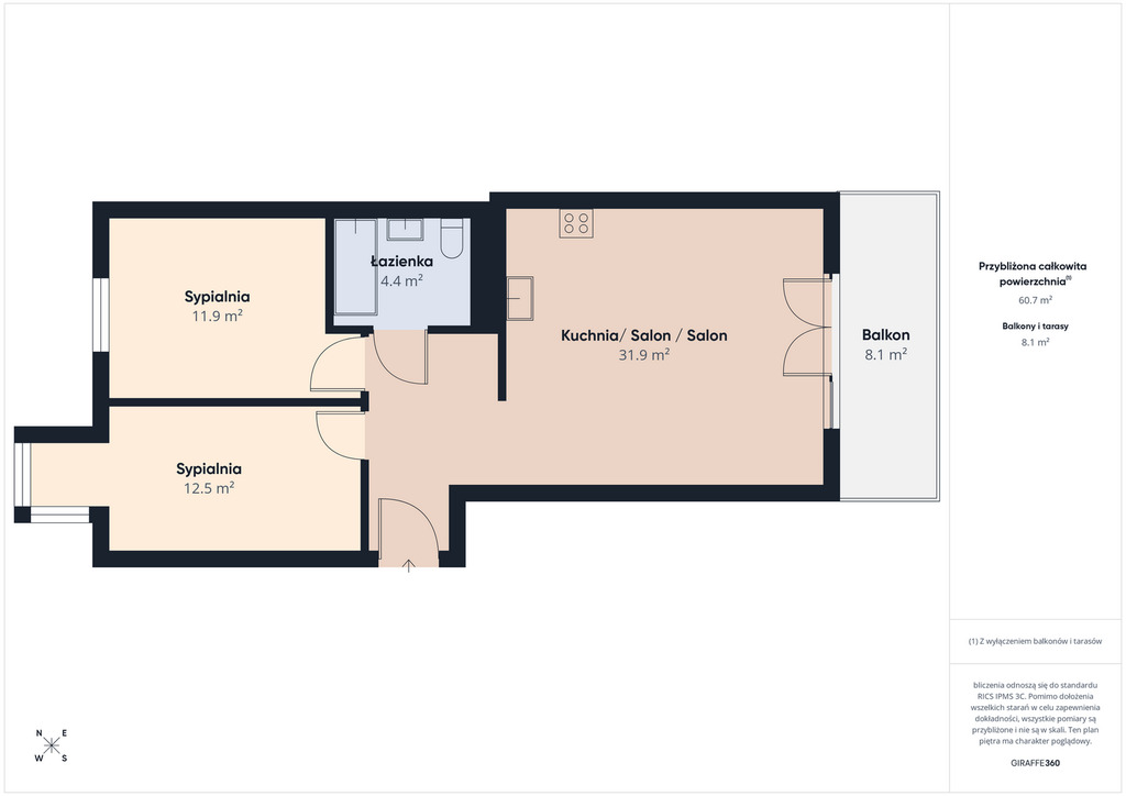 Klimatyczne 3-pok/balkon/parking/wysoki standard — zdjęcie 1 — rzut lokalu