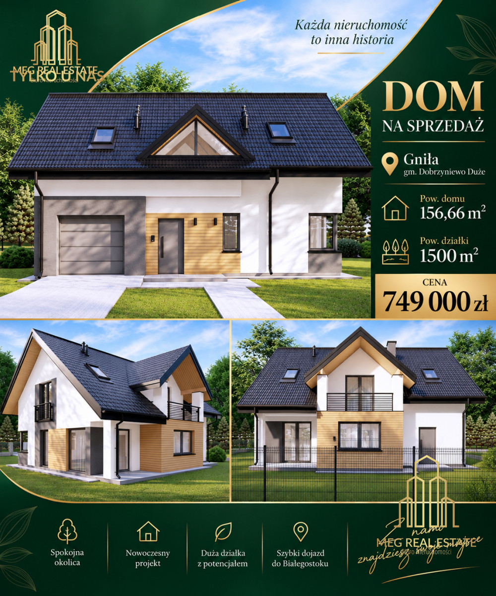Nowoczesny dom z garażem | działka 1500 m² | gniła
