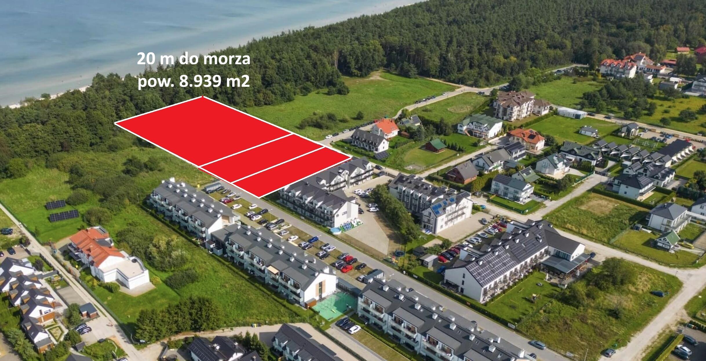 Grzybowo działka dla dewelopera, inwestora 20 m od morza.
