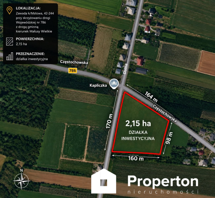 Działka inwestycyjna 2,15 ha