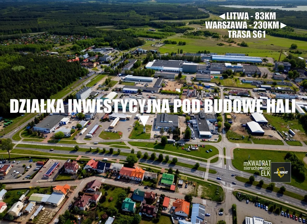 Działka inwestycyjna pod budowę hali.