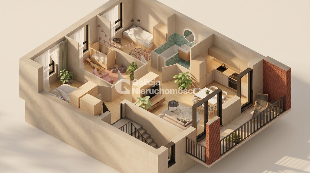 4 pokojowe mieszkanie o powierzchni 62 m² | balkon