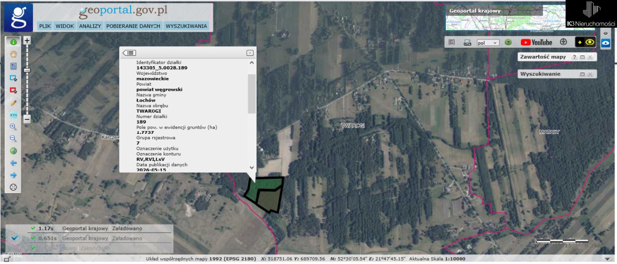 3,3ha las gm. łochów