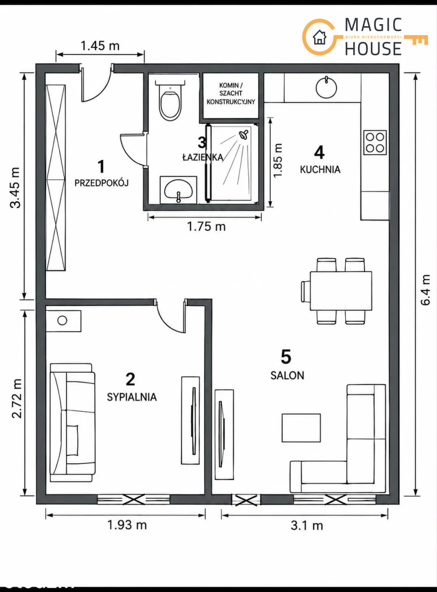 Nowoczesne mieszkanie | gdańsk żabianka | 31,8 m² — zdjęcie 1 — rzut lokalu