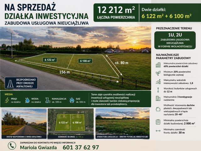 Teren usługowy 1u, 2u duże możliwości inwestycyjne