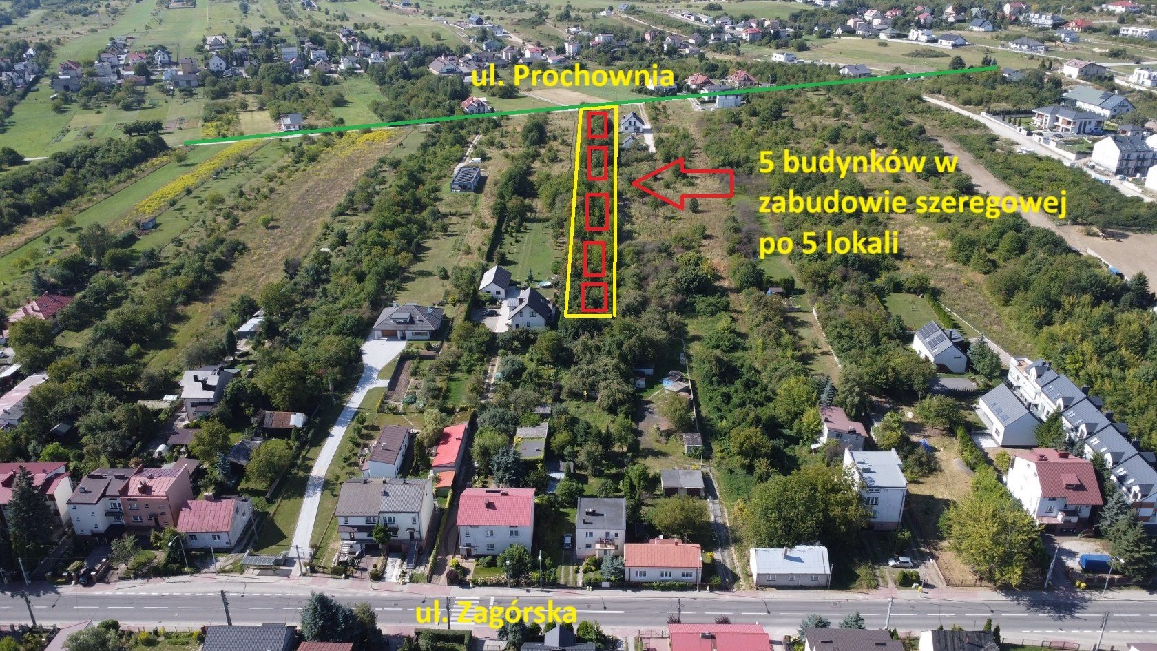 Działka około 4943 m2, z wz na 15 segmentów