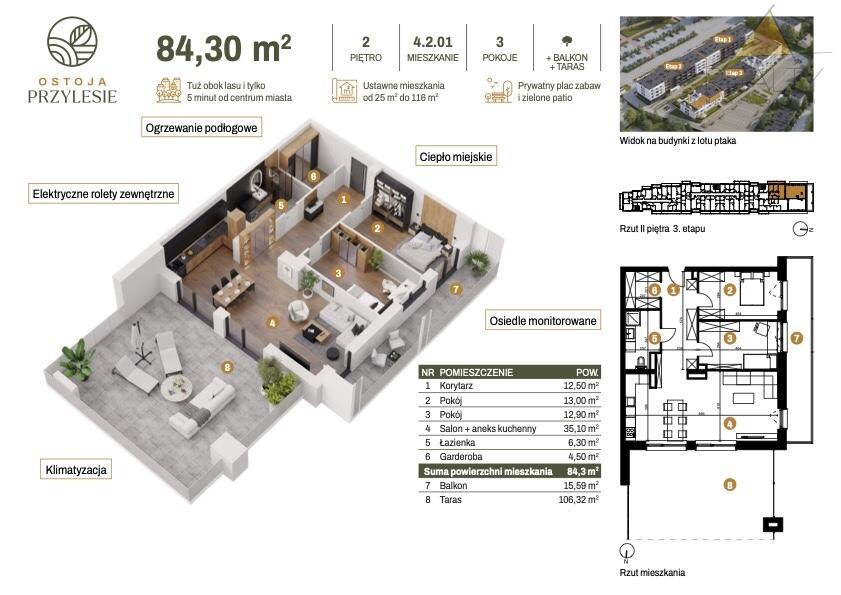 Apartament 84 m2 z tarasem na dachu 106 m2