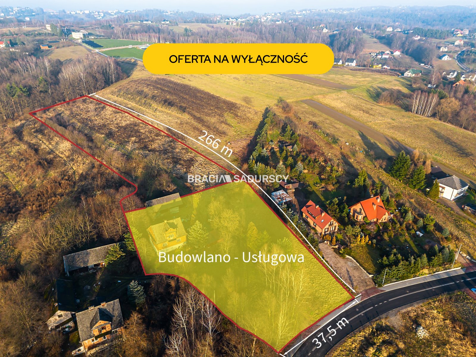 Działka inwestycyjna 1,3 ha, mpzp bliźniaki, media