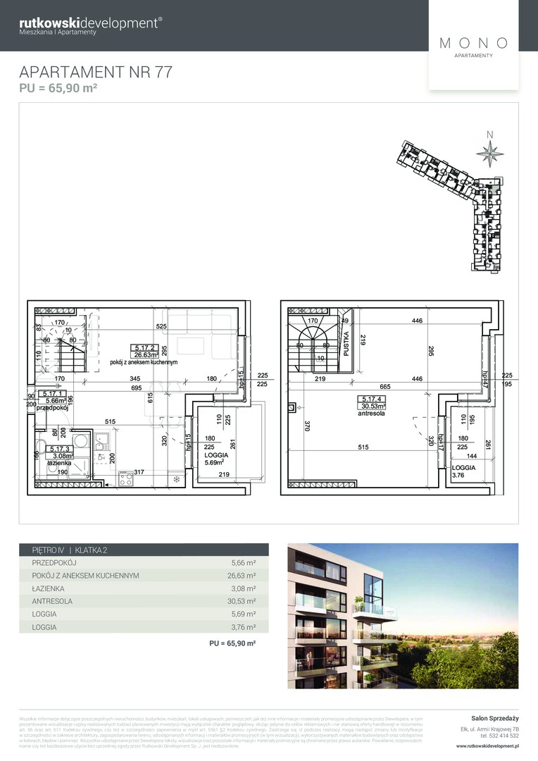 Mono Apartamenty — 65.72 m², 3 pok. — zdjęcie 1 — rzut lokalu