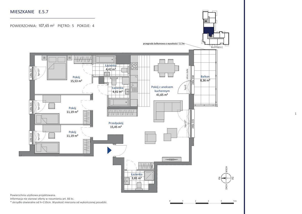 Nowa Dąbrowa bud. DE — 107.65 m², 4 pok. — zdjęcie 1 — rzut lokalu