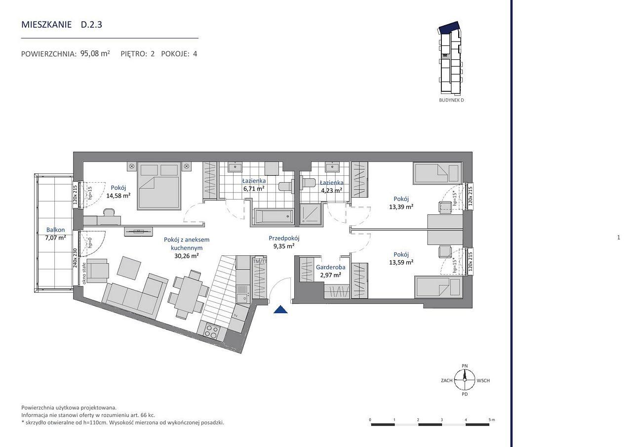Nowa Dąbrowa bud. DE — 95.08 m², 4 pok. — zdjęcie 1 — rzut lokalu