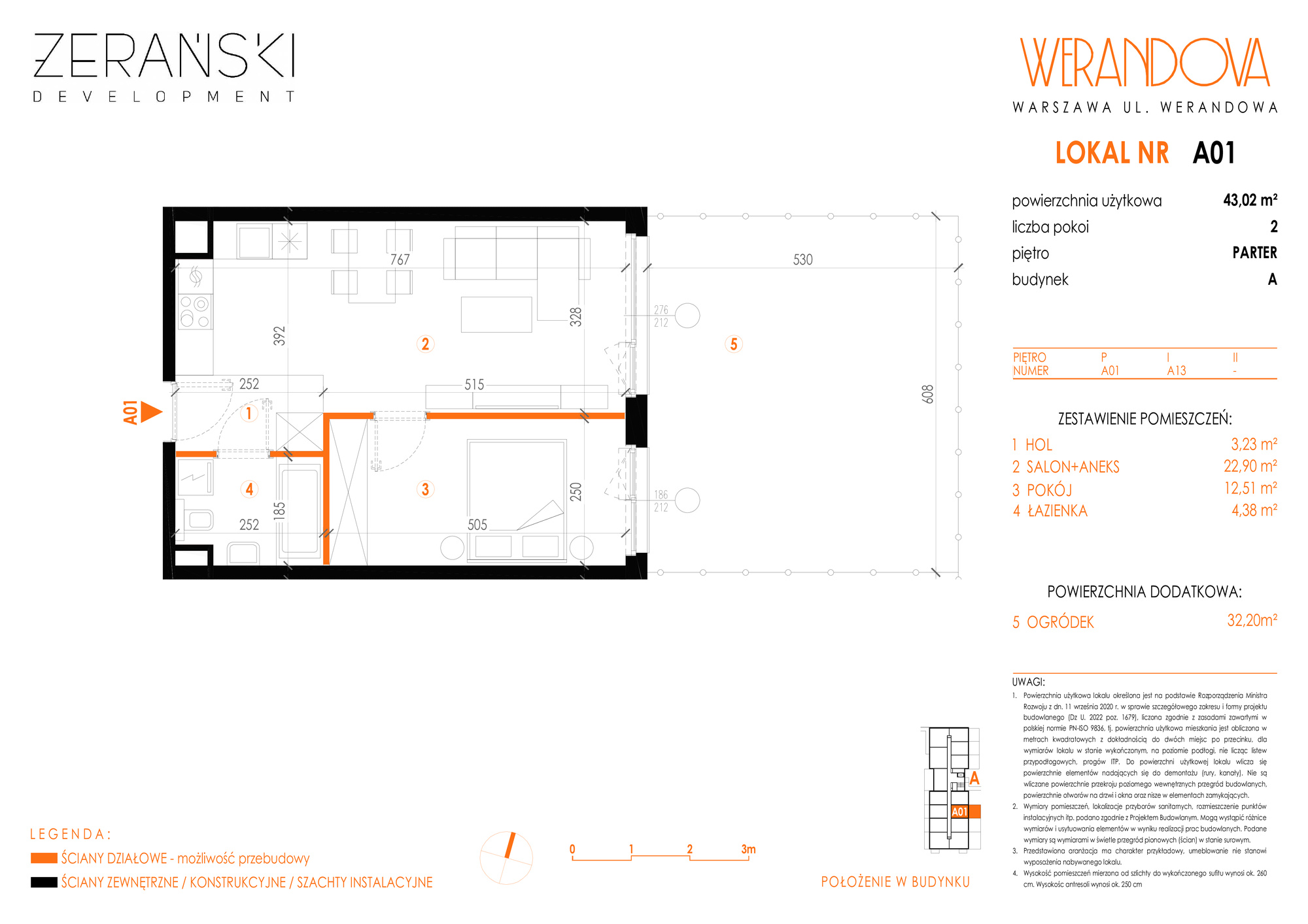 Werandova — 43.02 m², 2 pok. — zdjęcie 1 — rzut lokalu