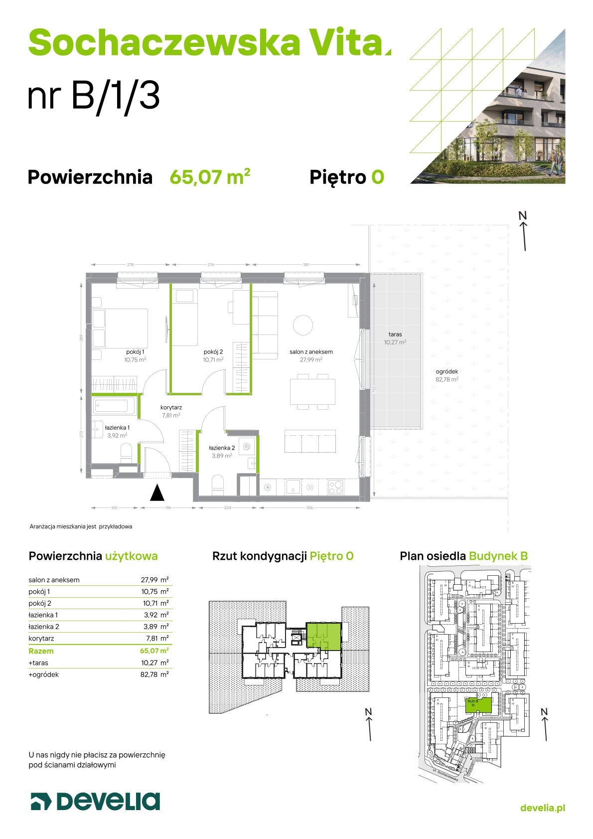 Sochaczewska Vita — 65.07 m², 3 pok. — zdjęcie 1 — rzut lokalu